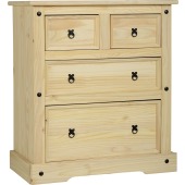Corona 2+2 Drawer Chest Distressed Waxed Pine